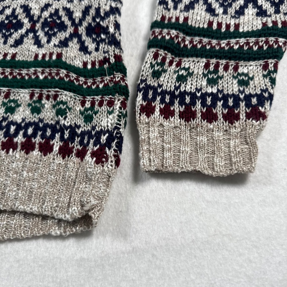 Vintage New Era Kids Fair Isle Sweater Made in USA Knit Crewneck Size 16-18 - Picture 6 of 8